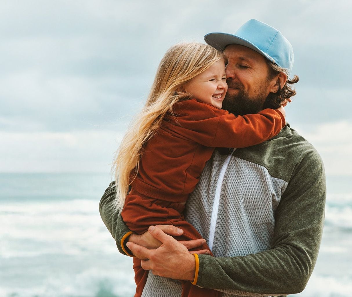 Father and daughter at the beach